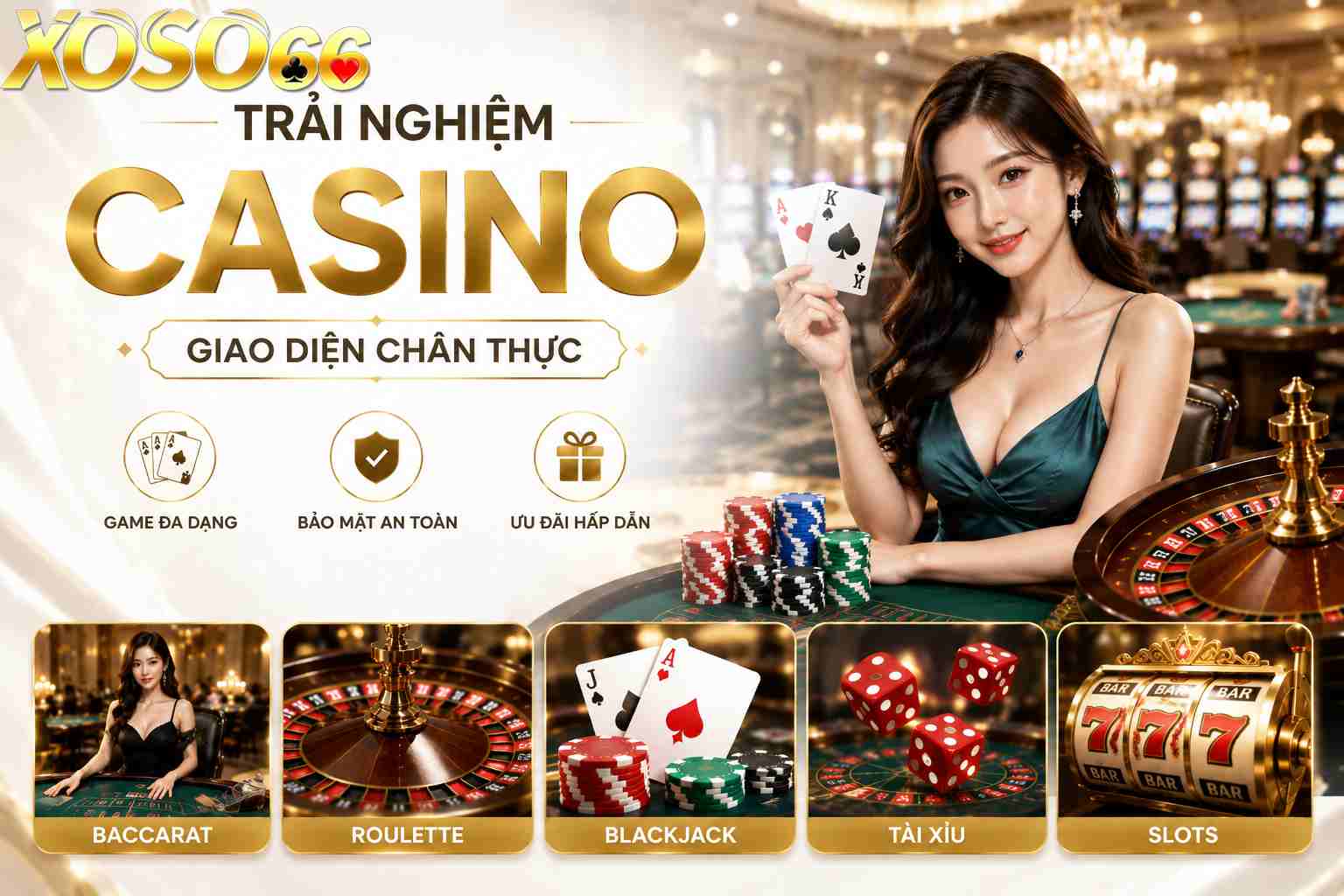 Trải nghiệm các trò chơi nổi bật tại Casino Xoso66 với giao diện chân thực