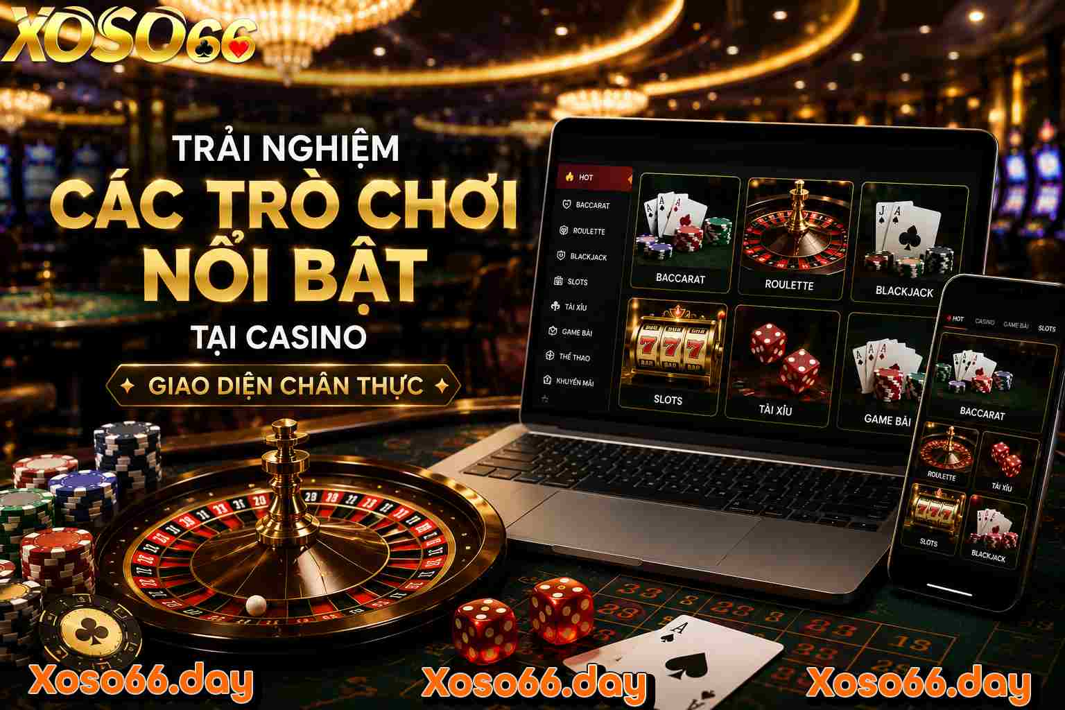 Trải nghiệm các trò chơi nổi bật tại Casino Xoso66 với giao diện chân thực